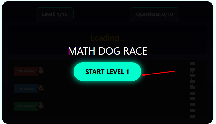 Click the "START LEVEL 1" button on the screen